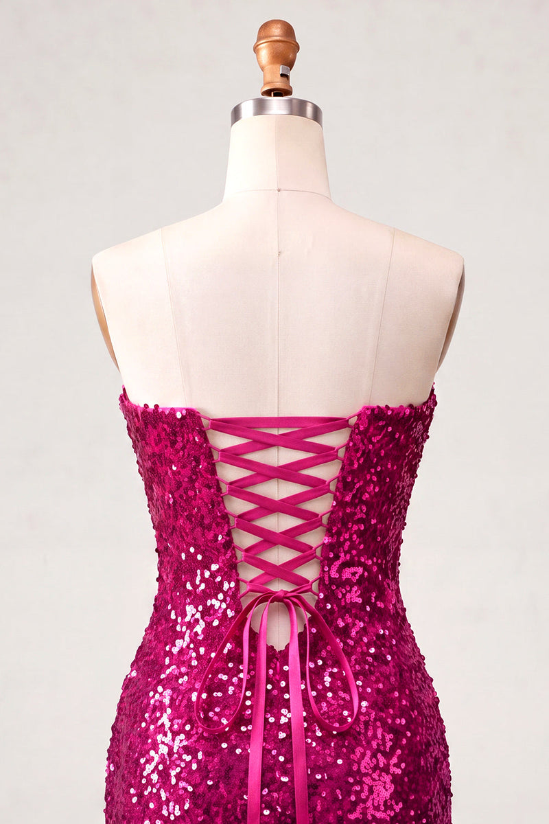 Load image into Gallery viewer, Sparkly Silver Sequin Keyhole Tight Short Homecoming Dress with Slit