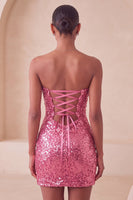 Load image into Gallery viewer, Sparkly Silver Sequin Keyhole Tight Short Homecoming Dress with Slit
