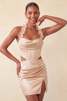 Load image into Gallery viewer, Sky Blue Corset Ruffled Beaded Halter Tight Short Cocktail Dress