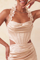 Load image into Gallery viewer, Sky Blue Corset Ruffled Beaded Halter Tight Short Cocktail Dress