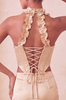 Load image into Gallery viewer, Sky Blue Corset Ruffled Beaded Halter Tight Short Cocktail Dress