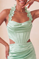 Load image into Gallery viewer, Sky Blue Corset Ruffled Beaded Halter Tight Short Cocktail Dress