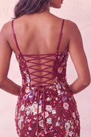 Load image into Gallery viewer, Sparkly Floral Red Sequin Corset Tight Short Cocktail Dress