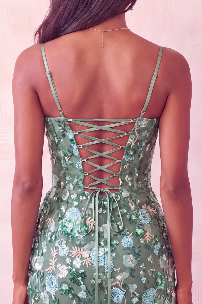 Load image into Gallery viewer, Sparkly Floral Red Sequin Corset Tight Short Cocktail Dress
