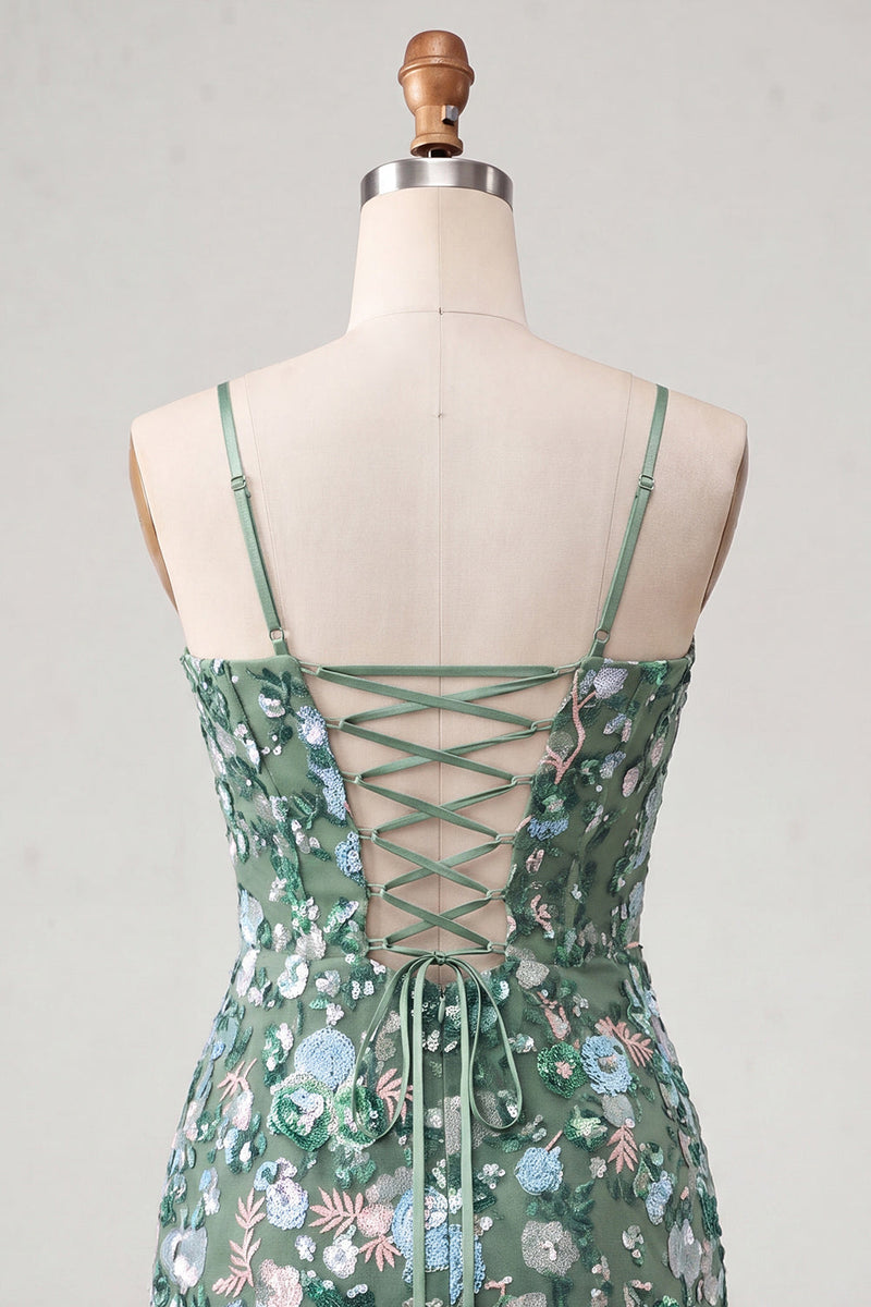Load image into Gallery viewer, Sparkly Floral Red Sequin Corset Tight Short Cocktail Dress