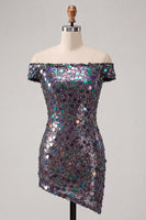 Load image into Gallery viewer, Sparkly Red Sequin Off The Shoulder Short Tight Cocktail Dress