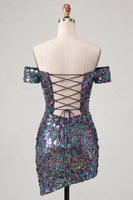 Load image into Gallery viewer, Sparkly Red Sequin Off The Shoulder Short Tight Cocktail Dress