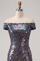 Load image into Gallery viewer, Sparkly Red Sequin Off The Shoulder Short Tight Cocktail Dress