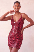 Load image into Gallery viewer, Sparkly Champagne Sequin Spaghetti Straps Tight Short Cocktail Dress