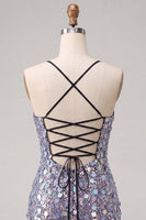 Load image into Gallery viewer, Sparkly Champagne Sequin Spaghetti Straps Tight Short Cocktail Dress