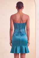 Load image into Gallery viewer, Purple Satin Beaded Ruffled Tight Short Corset Cocktail Dress