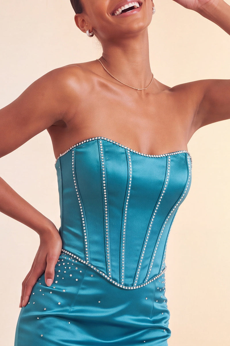 Load image into Gallery viewer, Purple Satin Beaded Ruffled Tight Short Corset Cocktail Dress