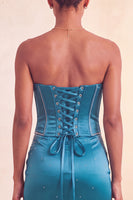 Load image into Gallery viewer, Purple Satin Beaded Ruffled Tight Short Corset Cocktail Dress