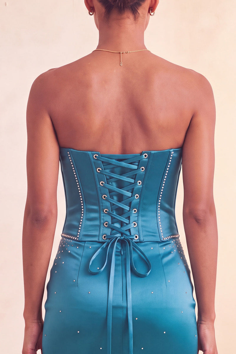 Load image into Gallery viewer, Purple Satin Beaded Ruffled Tight Short Corset Cocktail Dress
