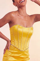 Load image into Gallery viewer, Purple Satin Beaded Ruffled Tight Short Corset Cocktail Dress