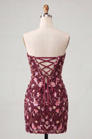 Load image into Gallery viewer, Sparkly Floral Pink Corset Sequin Tight Short Cocktail Dress