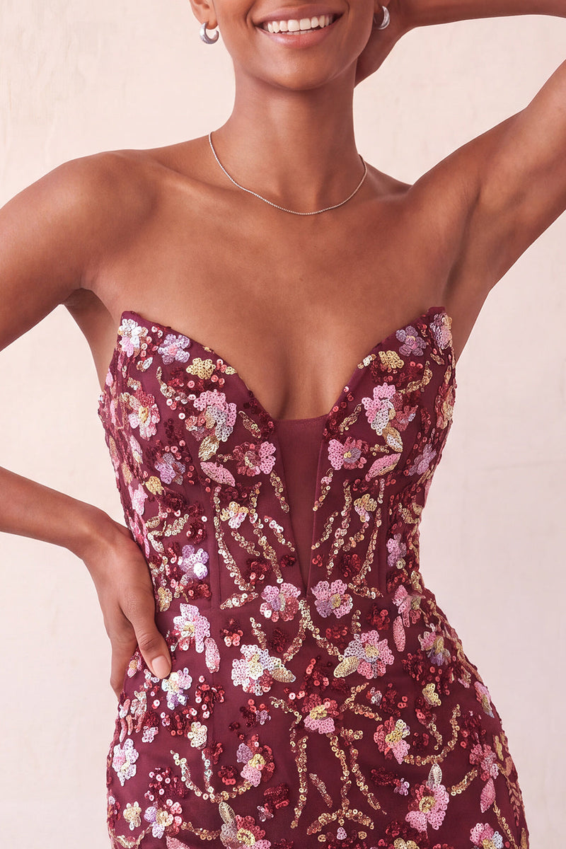 Load image into Gallery viewer, Sparkly Floral Pink Corset Sequin Tight Short Cocktail Dress