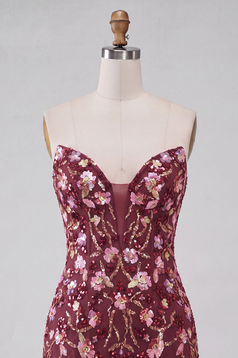 Load image into Gallery viewer, Sparkly Floral Pink Corset Sequin Tight Short Cocktail Dress