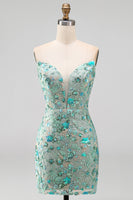 Load image into Gallery viewer, Sparkly Floral Pink Corset Sequin Tight Short Cocktail Dress