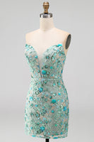 Load image into Gallery viewer, Sparkly Floral Pink Corset Sequin Tight Short Cocktail Dress
