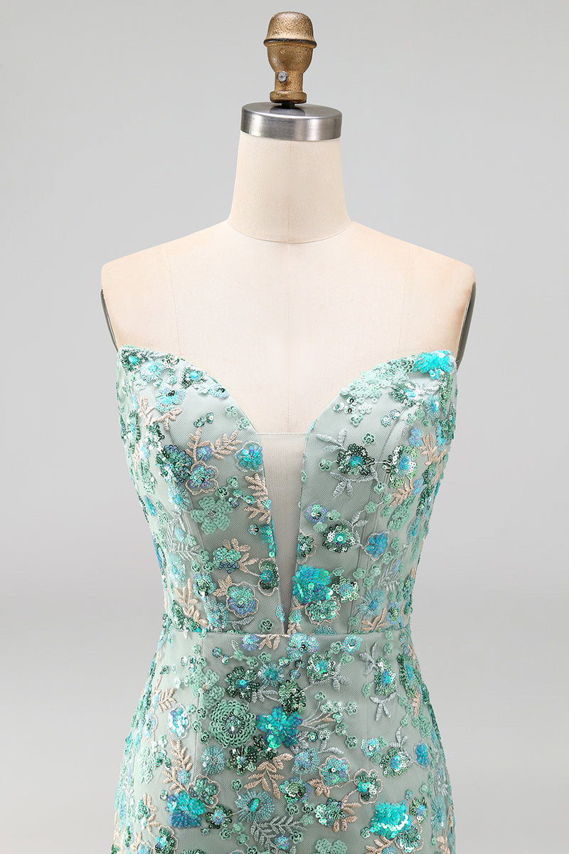 Load image into Gallery viewer, Sparkly Floral Pink Corset Sequin Tight Short Cocktail Dress