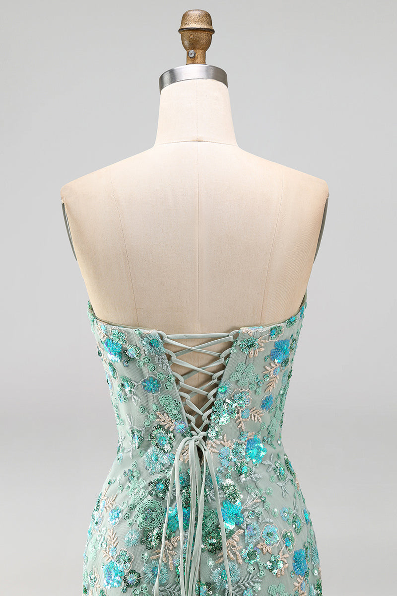Load image into Gallery viewer, Sparkly Floral Pink Corset Sequin Tight Short Cocktail Dress