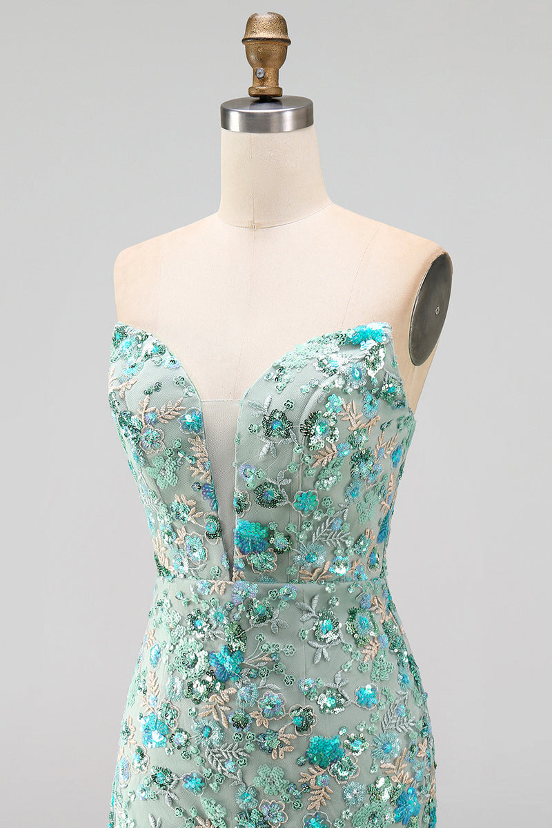 Load image into Gallery viewer, Sparkly Floral Pink Corset Sequin Tight Short Cocktail Dress