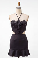 Load image into Gallery viewer, Pink Corset Beaded Ruffled Tight Short Cocktail Dress