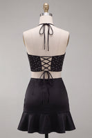 Load image into Gallery viewer, Pink Corset Beaded Ruffled Tight Short Cocktail Dress