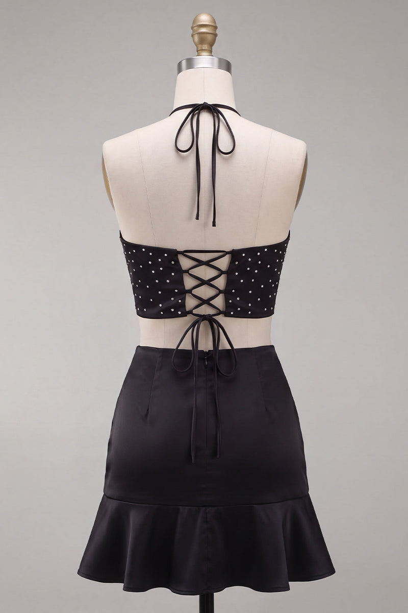 Load image into Gallery viewer, Pink Corset Beaded Ruffled Tight Short Cocktail Dress