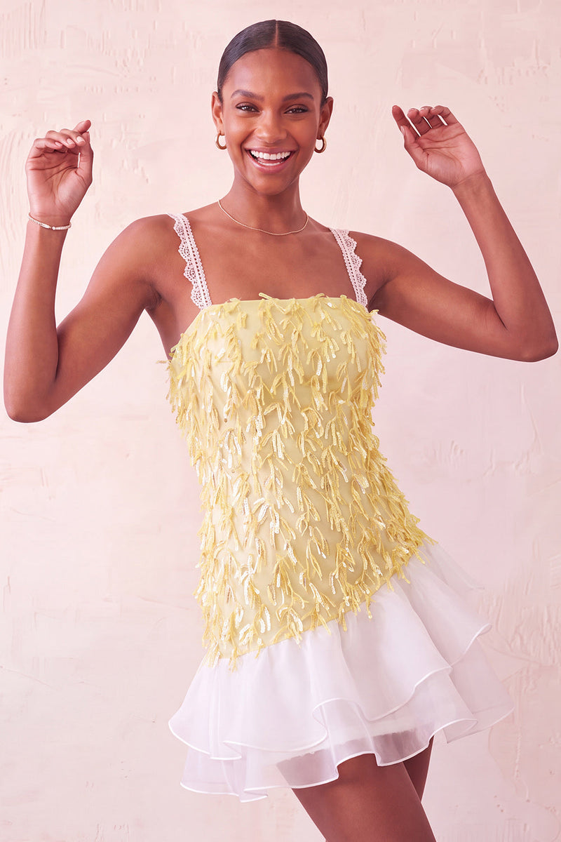 Load image into Gallery viewer, Chocolate Appliqued Ruffled A-Line Short Cocktail Dress with Lace