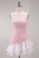 Load image into Gallery viewer, Chocolate Appliqued Ruffled A-Line Short Cocktail Dress with Lace