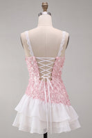 Load image into Gallery viewer, Chocolate Appliqued Ruffled A-Line Short Cocktail Dress with Lace