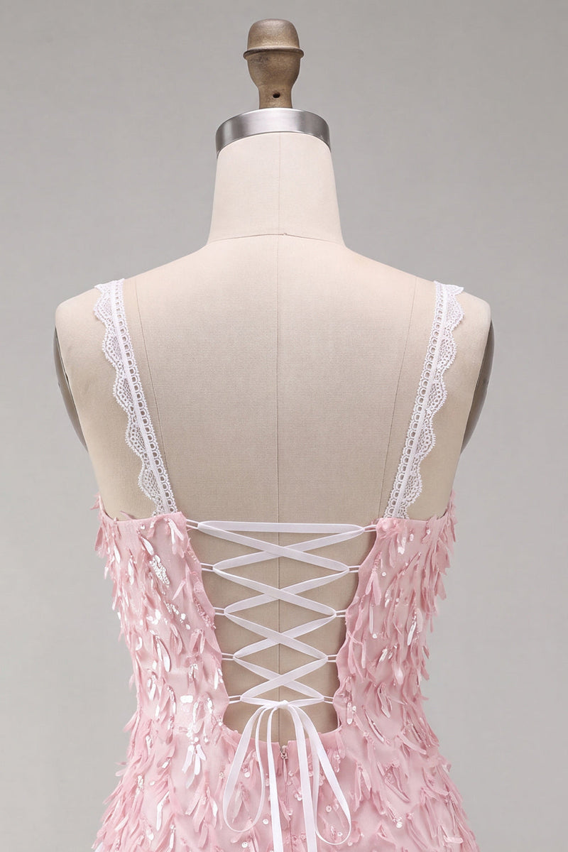Load image into Gallery viewer, Chocolate Appliqued Ruffled A-Line Short Cocktail Dress with Lace