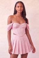 Load image into Gallery viewer, Light Pink Corset Ruched A-Line Short Cocktail Dress with Beading