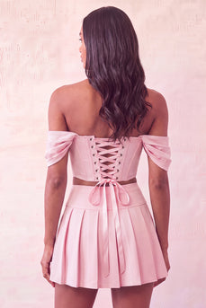Light Pink Corset Ruched A-Line Short Cocktail Dress with Beading