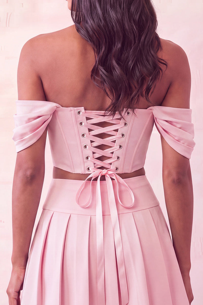 Load image into Gallery viewer, Light Pink Corset Ruched A-Line Short Cocktail Dress with Beading