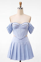 Load image into Gallery viewer, Light Pink Corset Ruched A-Line Short Cocktail Dress with Beading