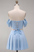 Load image into Gallery viewer, Light Pink Corset Ruched A-Line Short Cocktail Dress with Beading
