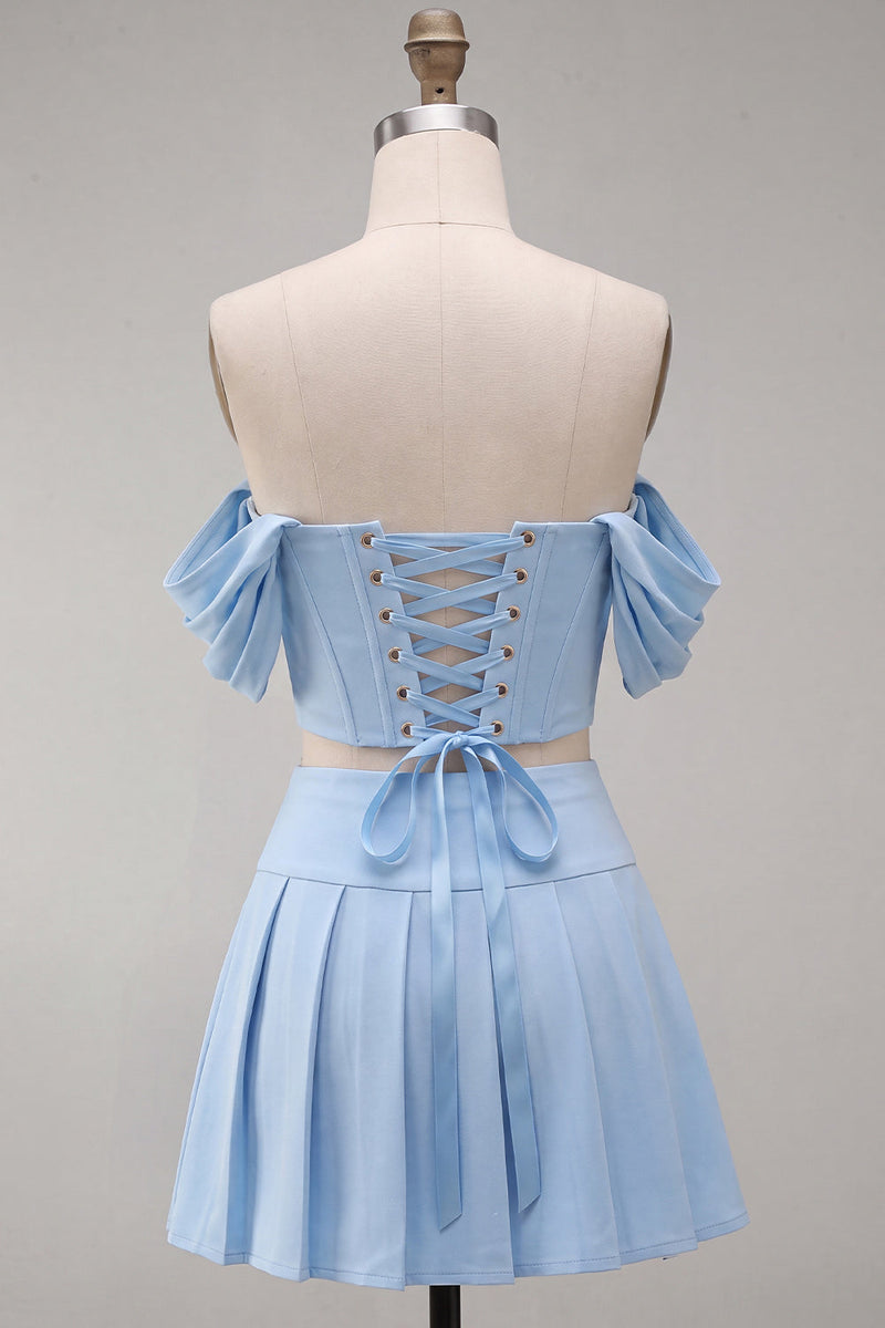 Load image into Gallery viewer, Light Pink Corset Ruched A-Line Short Cocktail Dress with Beading