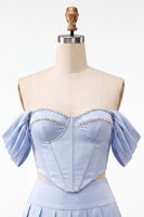Load image into Gallery viewer, Light Pink Corset Ruched A-Line Short Cocktail Dress with Beading