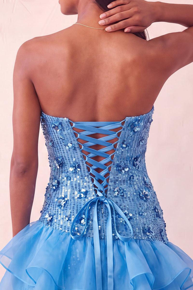 Load image into Gallery viewer, Sparkly Purple Floral Sequin Ruffled Tight Short Cocktail Dress