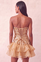 Load image into Gallery viewer, Sparkly Purple Floral Sequin Ruffled Tight Short Cocktail Dress