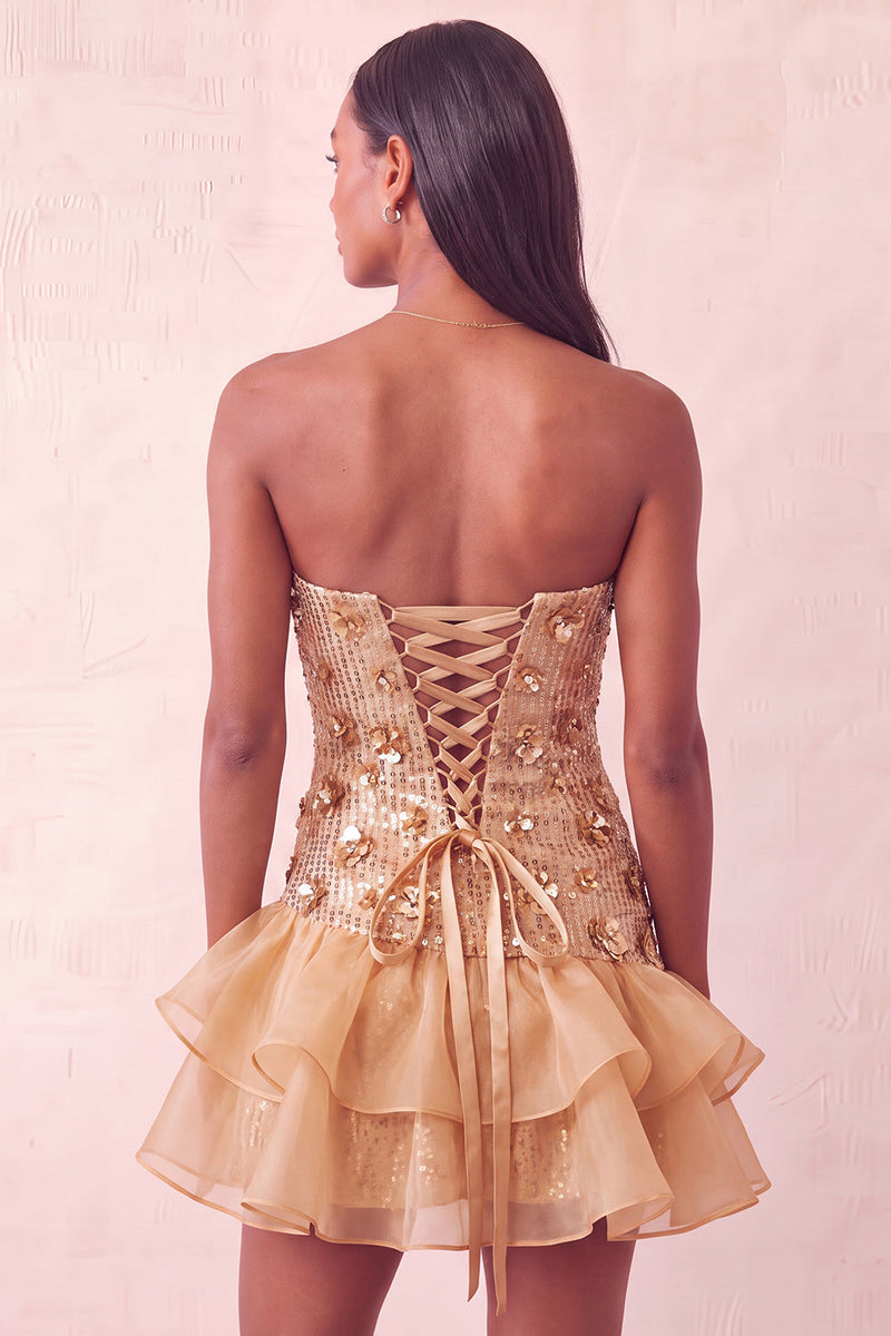 Load image into Gallery viewer, Sparkly Purple Floral Sequin Ruffled Tight Short Cocktail Dress