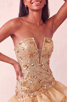Load image into Gallery viewer, Sparkly Purple Floral Sequin Ruffled Tight Short Cocktail Dress