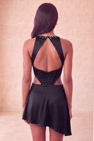 Load image into Gallery viewer, Black Corset Round Neck A-Line Cut Out Short Cocktail Dress