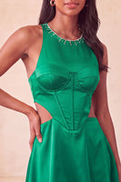Load image into Gallery viewer, Black Corset Round Neck A-Line Cut Out Short Cocktail Dress