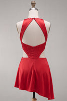Load image into Gallery viewer, Black Corset Round Neck A-Line Cut Out Short Cocktail Dress