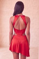 Load image into Gallery viewer, Black Corset Round Neck A-Line Cut Out Short Cocktail Dress