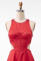 Load image into Gallery viewer, Black Corset Round Neck A-Line Cut Out Short Cocktail Dress